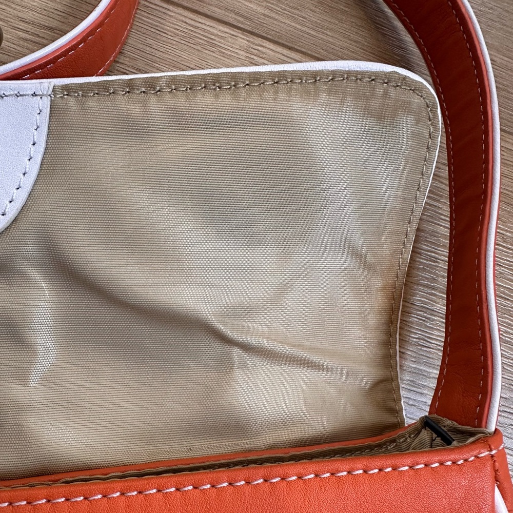 Danier orange and white shoulder bag with rhinestone accents - Picture 9 of 12